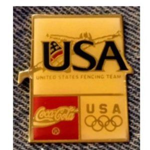 Fencing Olympic Pin ~ 1992 Barcelona ~ Sponsor ~ Coca-Cola